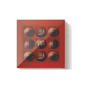 Caixa 9 Doces Quadrada Vermelho com Tampa Cristal - 10 unidades - 13x13x4cm - Cromus Profissional
