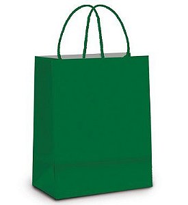 Sacola de Papel M Verde Escuro - 26x19,5x9,5cm - 10 unidades - Cromus - Rizzo