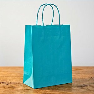 Sacola de Papel P Turquesa - 21,5x15x8cm - 10 unidades - Cromus - Rizzo
