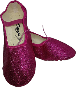 Sapatilha de Ballet Pink Meia Ponta em Korino com Glitter