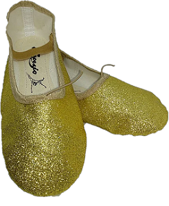 Sapatilha de Ballet Dourada Meia Ponta em Korino com Glitter