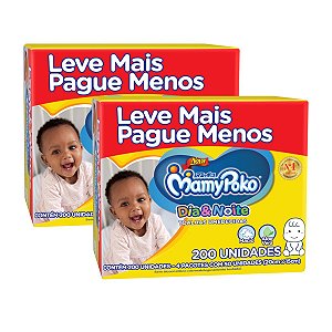 Kit 02 Lenço Umedecido MamyPoko Dia&Noite Toque Suave - 400 Unidades