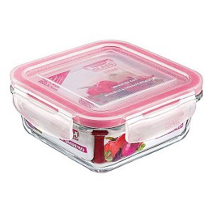 Pote Quadrado de Vidro-Cor Rosa-330ml-SANREMO