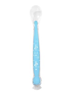 Colher De Silicone Com Ventosa PREMIUM-Cor Azul-Babygo