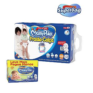 Kit Super Bag FRALDA CALÇA  Descartável Mamypoko XXG - 44 Unidades + 200 lenços Umedecidos