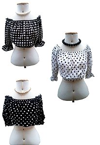 Blusa Ciganinha Cropped Várias Estampas Pin Up Retrô