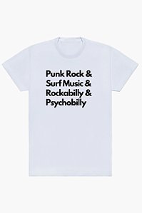 Camiseta Ritmos Punk Rock, Surf, Rockabilly, Psychobilly