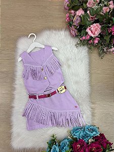 Conjunto Blogueirinha Boiadeira Maraisa Jeans Lilas