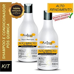 Kit Alto Impacto Shampoo e Condicionador 300ml Anjore Reconstrução Pós Química Geleia Real