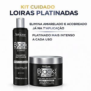 Kit Shampoo e Máscara Black Platinum Matizador Platinador Loiros e Grisalhos com Vitamina E 250ml Anjore
