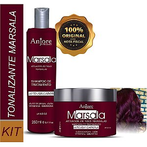 Kit Matizador Shampoo 250ml E Máscara 250g Marsala Anjore Tonalizante Cabelo Marsala