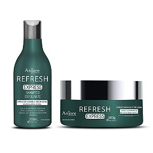 Kit Refresh Shampoo Esfoliante Anti Caspa 300ml e Máscara Hidratação Cabelos Oleosos 300ml Anjore