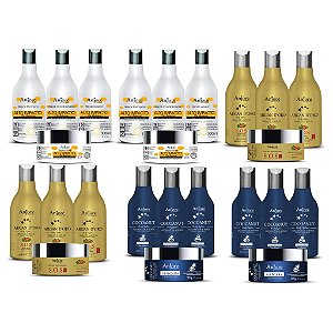 6 Kit Manutenção Capilar 300ml Anjore Atacado Alto Impacto Efeito Teia Cocoanut e Argan