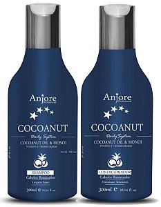 Kit Shampoo e Condicionador Hidratante Cocoanut 300ml Anjore Com Óleo de Coco e Moonoi