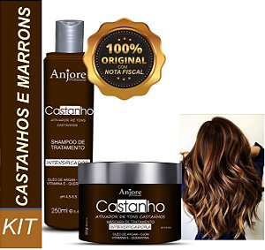Kit Castanho Matizador Shampoo E Máscara 250gr Anjore Intensificador De Cores Castanho E Marrons