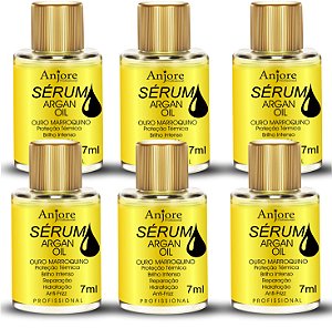 6 Sérum Óleo De Argan Ouro Marroquino 7ml Anjore Atacado