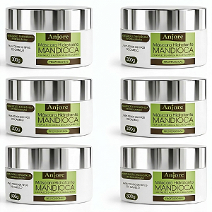 Kit Atacado 6 Máscara de Tratamento Mandioca 300gr Anjore Reparação Profunda Nutrição Intensa