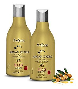 Kit Restaurador Capilar Shampoo e Condicionador Argan D'oro com Óleo de Argan e Ojon 300ml Anjore