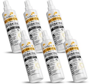 Kit 6 Queratina Líquida Alto Impacto Ácido Hialurônico Geleia Real e Colágeno 120ml Anjore