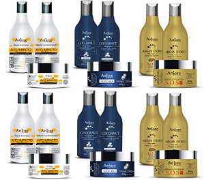 Kit Atacado 6 Kit Manutenção Argan Impacto Coco Anjore 300ml Shampoo Condicionador Máscara