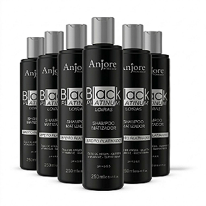 Kit Atacado 6 Shampoo Black Platinum Matizador Platinador Loiros e Grisalhos com Vitamina E 250ml Anjore