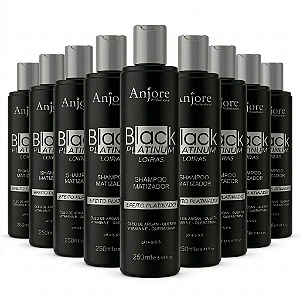 Kit Atacado 12 Shampoo Black Platinum Matizador Platinador Loiros Grisalhos Vitamina E 250ml Anjore