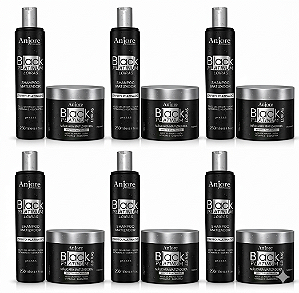Kit Atacado 6 Kit Shampoo e Máscara Black Platinum Matizador Platinador Loiros e Grisalhos com Vitamina E 250ml Anjore
