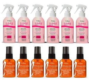 Kit Atacado Revenda 6 Leavein Ilumini Biotina e 6 Reparador de Pontas Óleo Girassol e Linhaça Anjore