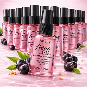 Kit Atacado 12 Óleo De Açaí Blindagem Restauração 30m Anjore Reparador de Pontas Duplas e Anti Frizz