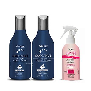 Kit Capilar Verão Anjore 3 Passos Hidrata, Fortalece e Protege do Sol, Praia e Piscina
