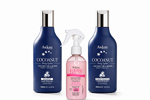 Kit Capilar Verão Anjore 3 Passos Hidrata, Fortalece e Protege do Sol, Praia e Piscina