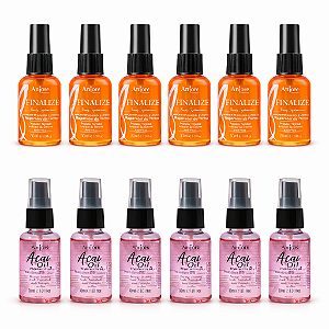 Kit Atacado Salão Óleos Poderosos Anjore Profissional 30ml 6 Açaí Restauração e 6 Reparador Proteção