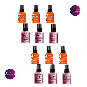 Kit Atacado Salão Óleos Poderosos Anjore Profissional 30ml 6 Açaí Restauração e 6 Reparador Proteção