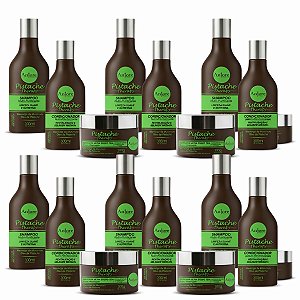 Kit Atacado Pistache Therapy 6 Shampoo Condicionador Máscara Efeito Teia Anjore Multibenefícios