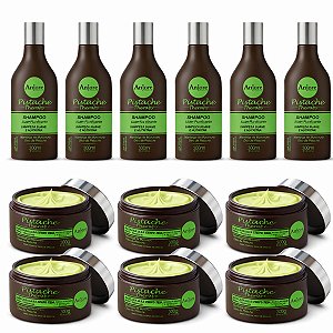 Kit Atacado Pistache Therapy 6 Shampoo e Máscara Efeito Teia Anjore Multibenefícios