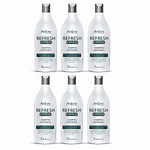 Kit Atacado 6 Shampoo Esfoliante Refresh Anjore 1lt Controle Queda Caspa Seborreia Oleosidade