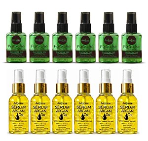 Kit Atacado Reparador de Pontas Anti Frizz 6 Óleo Pistache 30ml e 6 Óleo de Argan 45m Anjore Revenda