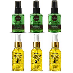 Kit Atacado Reparador de Pontas Anti Frizz 3 Óleo Pistache 30ml e 3 Óleo de Argan 45m Anjore Revenda