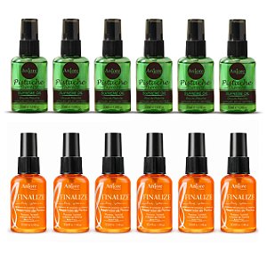 Kit Atacado Reparador de Pontas Anti Frizz 6 Óleo Pistache 30ml e 6 Reparador 30ml Anjore Revenda