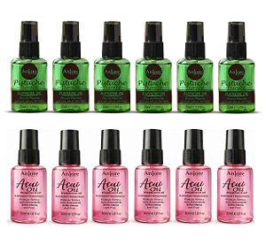 Kit Atacado Reparador de Pontas Anti Frizz 6 Óleo Pistache 30ml e 6 Óleo de Açaí 30ml Anjore Revenda