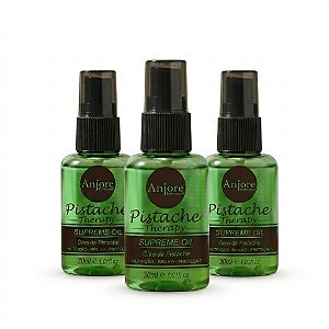 Kit 3 Óleo Reparador Pistache Therapy Supreme Oil 30m Anjore Anti Frizz Ponta Dupla Nutrição Intensa