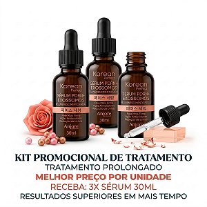 Kit Promocional 3 Sérum Facial PDRN e Exossomos Korean Perfect Anjore 30ml Firmeza Colágeno Linhas