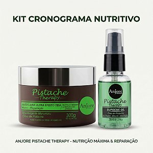 Kit Máscara Efeito Teia Pistache Anjore Nutri Reparação Anti Frizz + Óleo Pistache Brilho Imediato