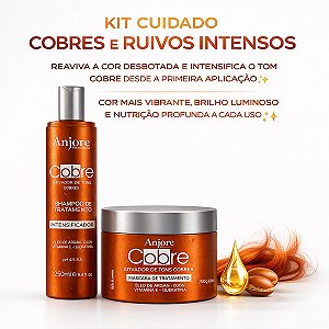 Kit Cobre Matizador Shampoo E Máscara 250gr Anjore Intensificador De Cor Cobre E Ruivo