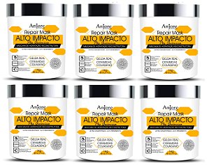 Kit Atacado 6 Máscara Alto Impacto Efeito Teia Colágeno Geleia Real e Ceramidas 1kg Anjore