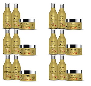 Kit Atacado 6 Kit Hidratação Restauradora Óleo De Argan Shampoo Condicionador Máscara 300gr Anjore