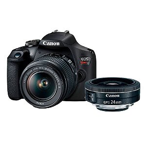 Kit Câmera Canon EOS T7+ com Lente EF-S 18-55mm e EF-S 24mm f/2.8 STM