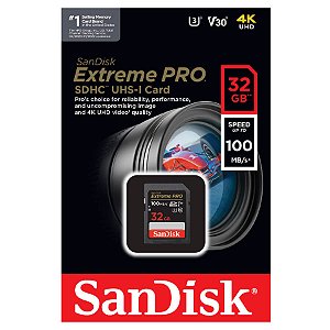 Cartão de Memória Sandisk SDHC 32GB Extreme Pro UHS-I V30 100mb/s