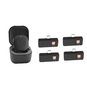 Microfone sem fio E-Image EP-4 USB-C com 4 receptores