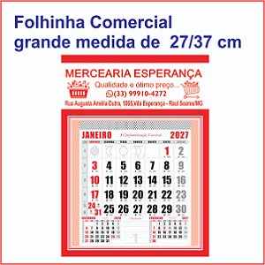 100 folhinha comercial grande personalizada medida de 27/37 cm
